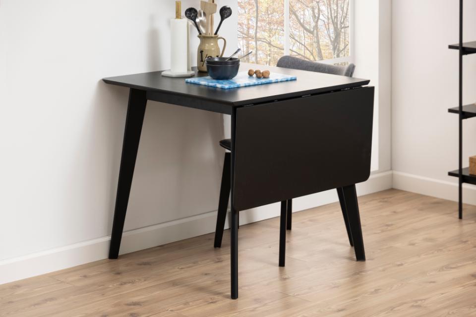 Roxby Square Space Saving Dining Table Black 80/120x80x76 cm 2/6 Seats