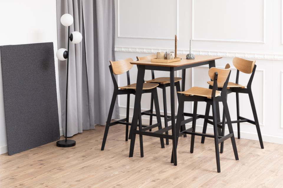 Roxby Bar Stools Set Of 2 Curved Wood Black Oak Designer Kitchen Furniture