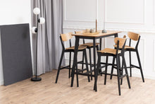 Load image into Gallery viewer, Roxby Bar Table Brown Oak With Black Legs And Footrest Modern Dining 120x60x105 cm
