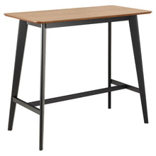Load image into Gallery viewer, Roxby Bar Table Brown Oak With Black Legs And Footrest Modern Dining 120x60x105 cm
