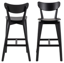Load image into Gallery viewer, Roxby Designer Black Bar Stools Set Of 2 Curved Wood Foot Rest Kitchen Furniture
