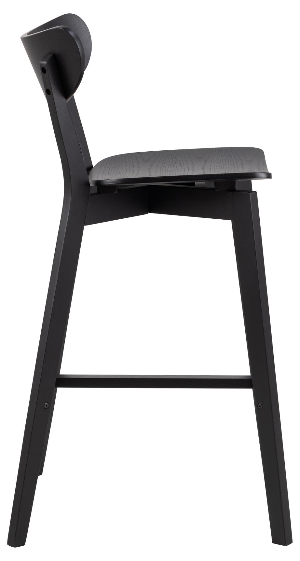 Roxby Designer Black Bar Stools Set Of 2 Curved Wood Foot Rest Kitchen Furniture