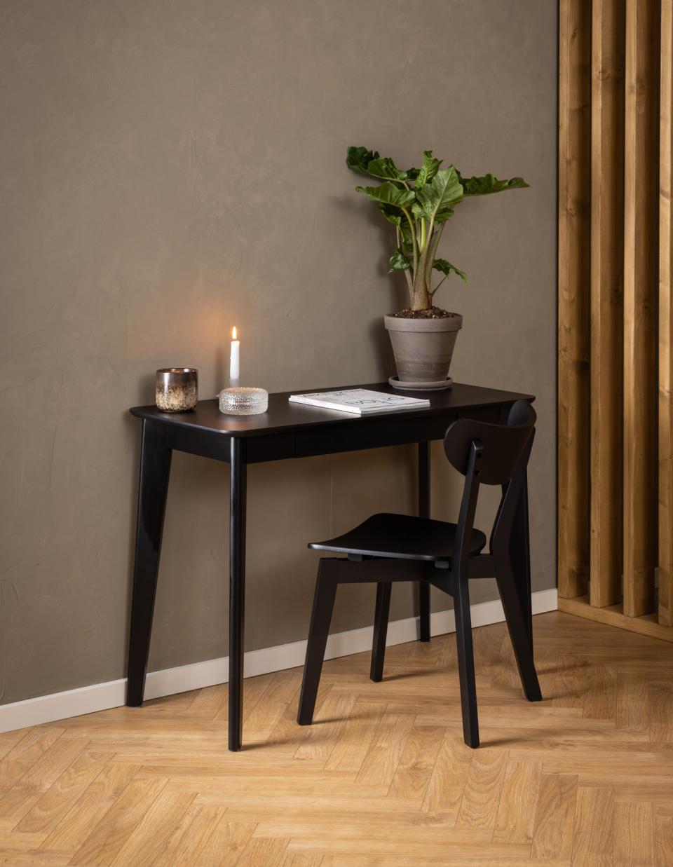 Roxby Modern Black Office Desk With Drawer 100cm