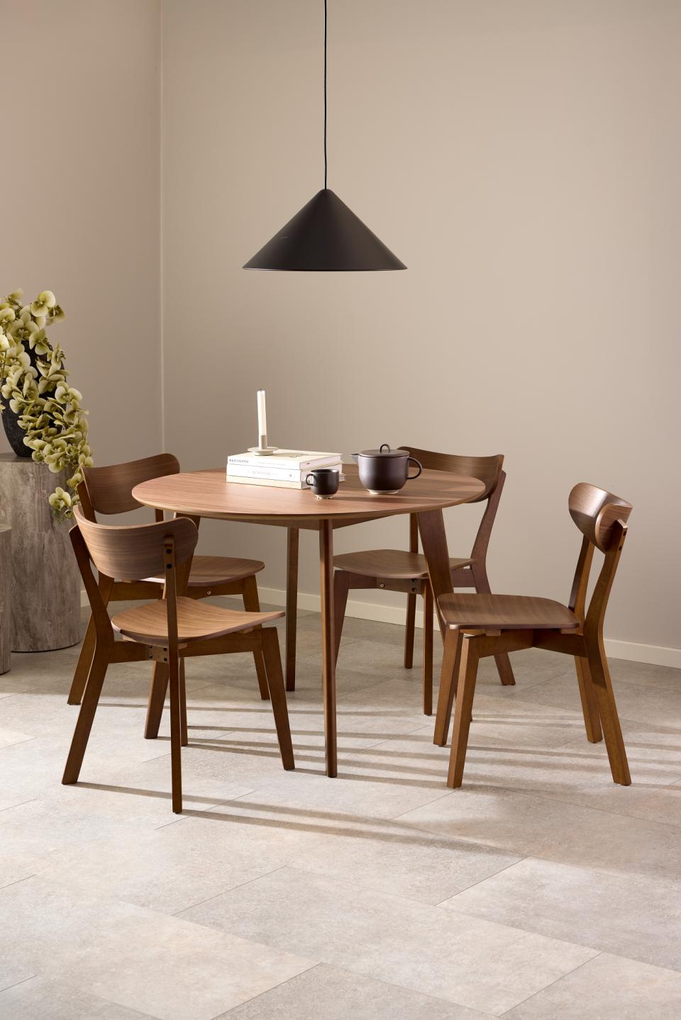 Roxby Curved Wood Dining Chair, Walnut Wood Designer Chairs Set Of 2