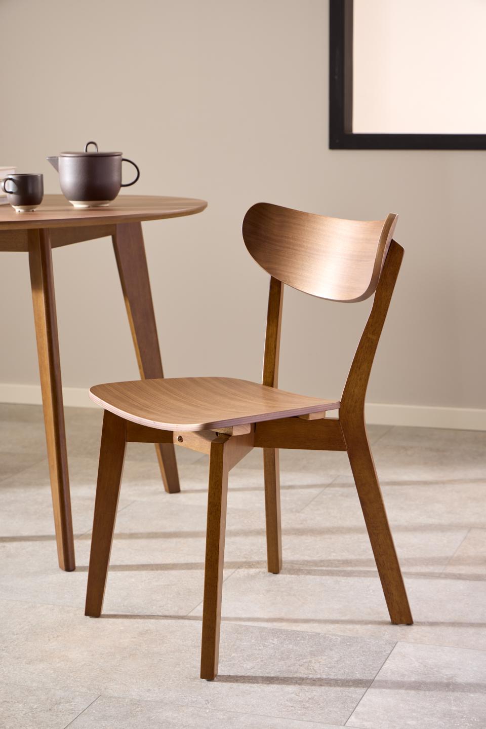 Roxby Curved Wood Dining Chair, Walnut Wood Designer Chairs Set Of 2