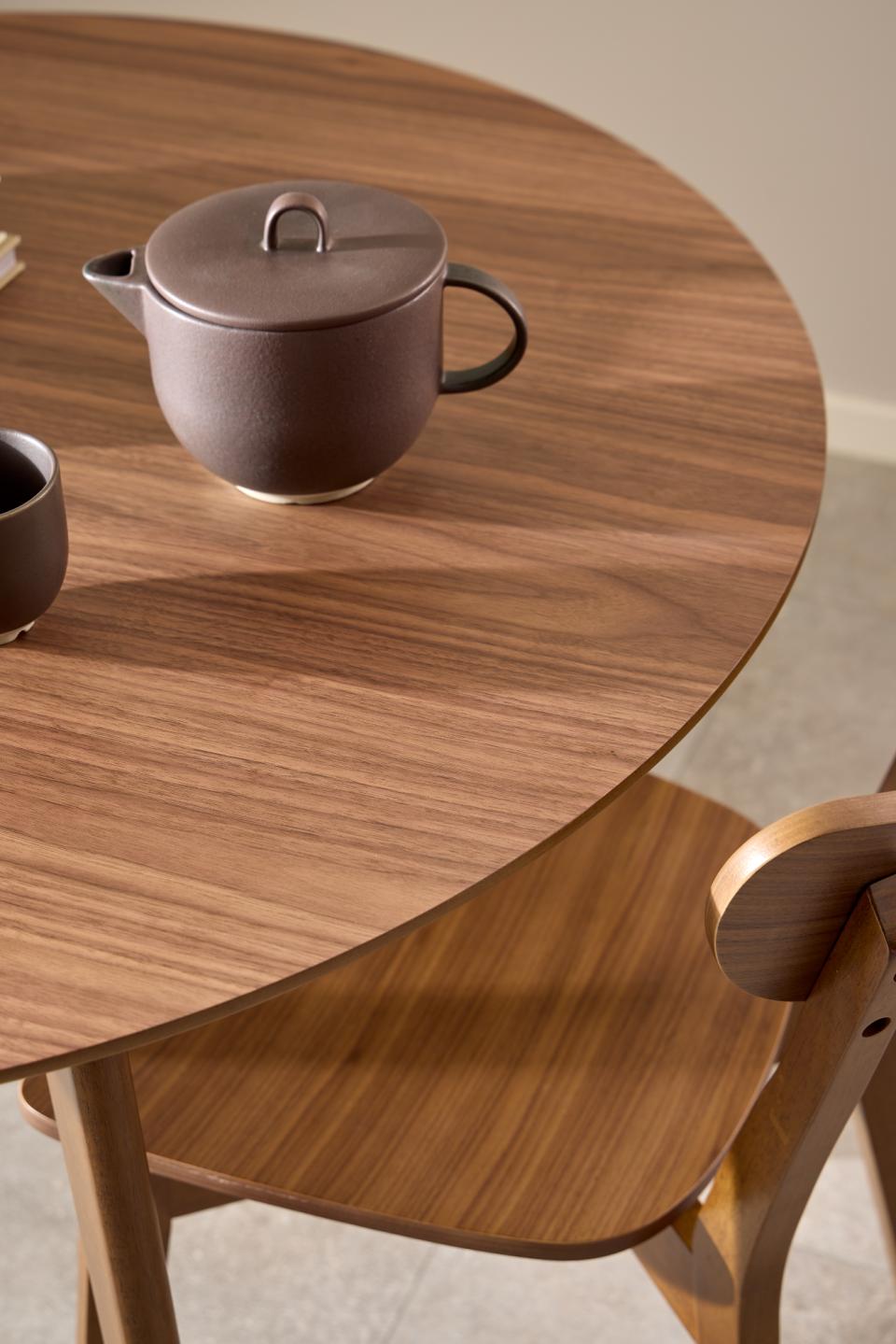 Roxby Curved Wood Dining Chair, Walnut Wood Designer Chairs Set Of 2