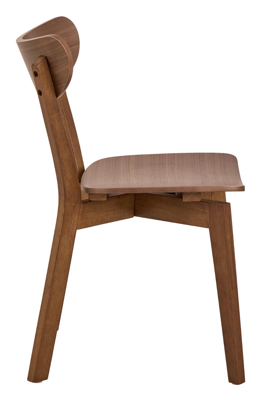 Roxby Curved Wood Dining Chair, Walnut Wood Designer Chairs Set Of 2