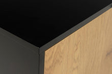Load image into Gallery viewer, Seaford Large Oak Sideboard Cabinet With Black Top, 2 Doors, 3 Drawers 160x40x80cm
