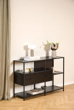 Load image into Gallery viewer, Seaford Bookcase Unit With 2 Drawers, 3 Black Shelves And Metal Frame 114x35x78 cm

