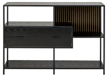 Load image into Gallery viewer, Seaford Bookcase Unit With 2 Drawers, 3 Black Shelves And Metal Frame 114x35x78 cm
