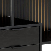 Load image into Gallery viewer, Seaford Bookcase Unit With 2 Drawers, 3 Black Shelves And Metal Frame 114x35x78 cm
