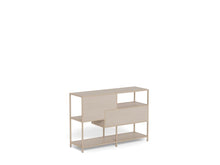 Load image into Gallery viewer, Seaford Bookcase Unit With 2 Drawers, 3 Grey Shelves And Metal Frame 114x35x78 cm
