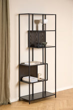 Load image into Gallery viewer, Seaford Bookcase Tall Black Shelving Unit With 5 Shelves 185x77x35xcm
