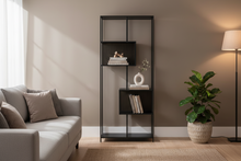 Load image into Gallery viewer, Seaford Bookcase Tall Black Shelving Unit With 5 Shelves 185x77x35xcm
