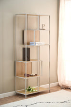 Load image into Gallery viewer, Seaford Bookcase Tall Grey Brown Shelving Unit With 5 Shelves 185x77x35xcm
