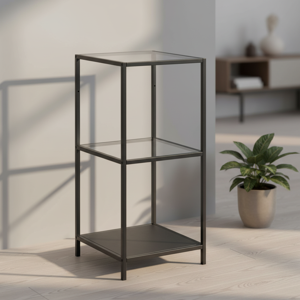 seaford shelf unit by homestreet next to a green plant in a modern home