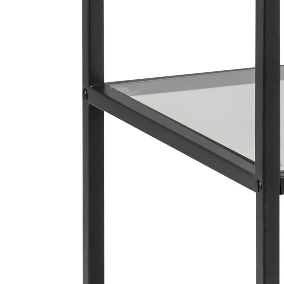 Seaford Small Bookcase Shelf Unit In Black With Metal Frame 35x37x83 cm