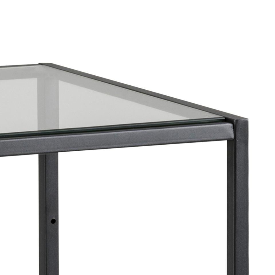 Seaford Small Bookcase Shelf Unit In Black With Metal Frame 35x37x83 cm
