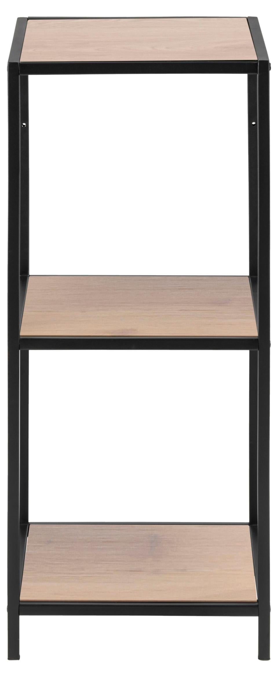 Seaford Small Bookcase Shelf Unit In Oak With Metal Frame 35x37x83 cm