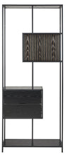 Load image into Gallery viewer, Seaford Bookcase Tall Shelving 2 Drawer Unit With 4 Shelves In Black 185x77x35cm
