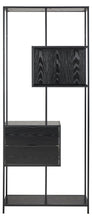 Load image into Gallery viewer, Seaford Bookcase Tall Shelving 2 Drawer Unit With 4 Shelves In Black 185x77x35cm
