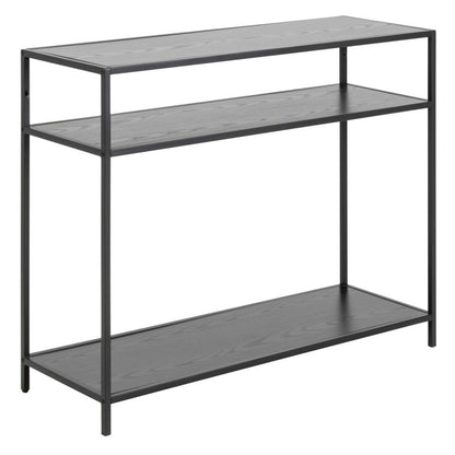 Seaford Console Unit Shelf Storage Table In Black 100x35x79cm