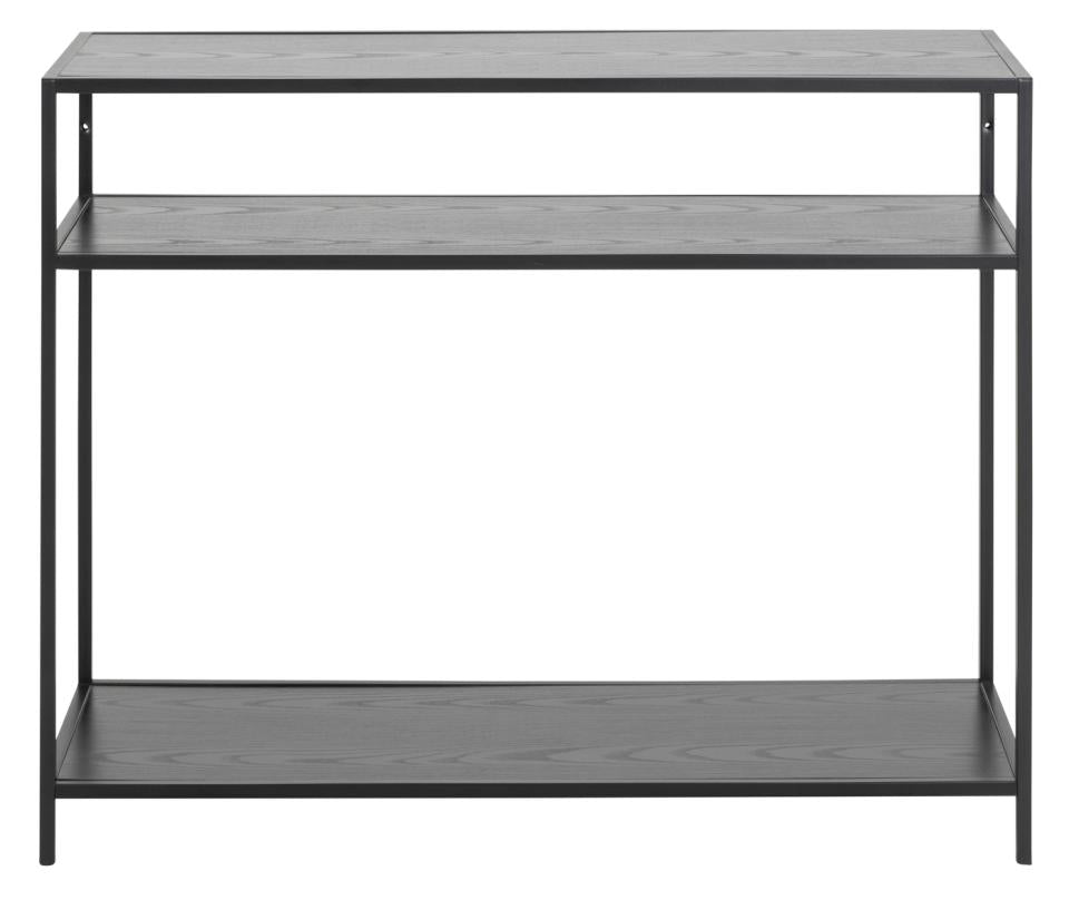 Seaford Console Unit Shelf Storage Table In Black 100x35x79cm