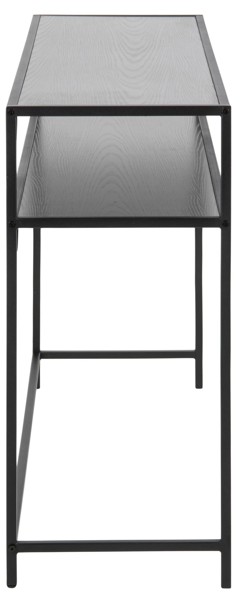 Tall black metal bar stool with glass seat on a white background