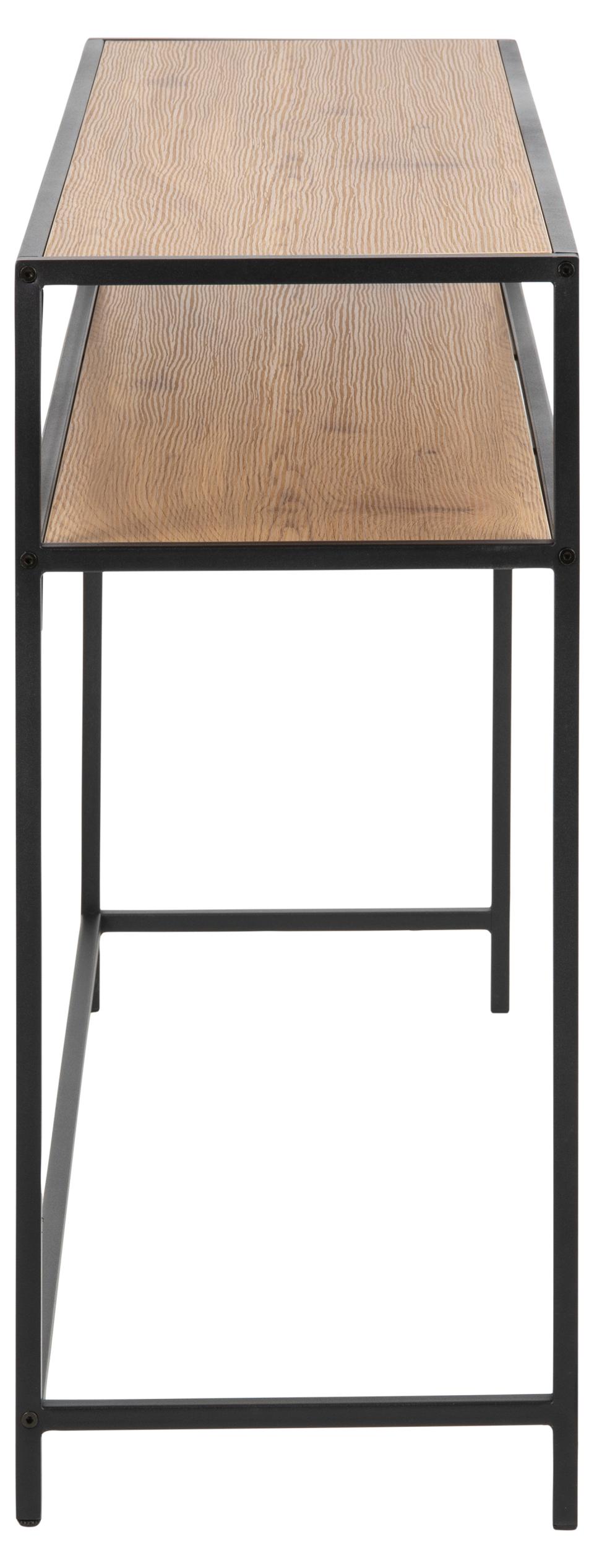 Seaford Console Table Large Shelf Storage Unit In Oak 120x35x79cm