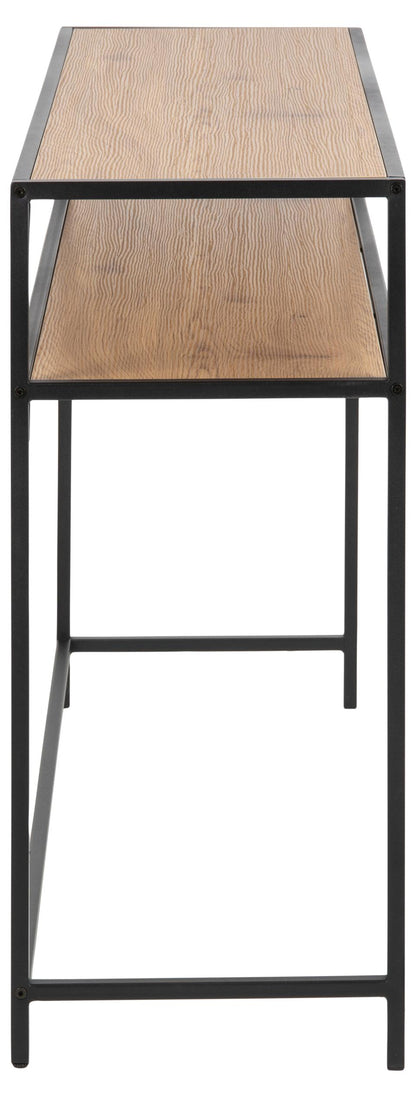 Seaford Console Table Large Shelf Storage Unit In Oak 120x35x79cm