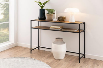 Seaford Console Table Large Shelf Storage Unit In Oak 120x35x79cm