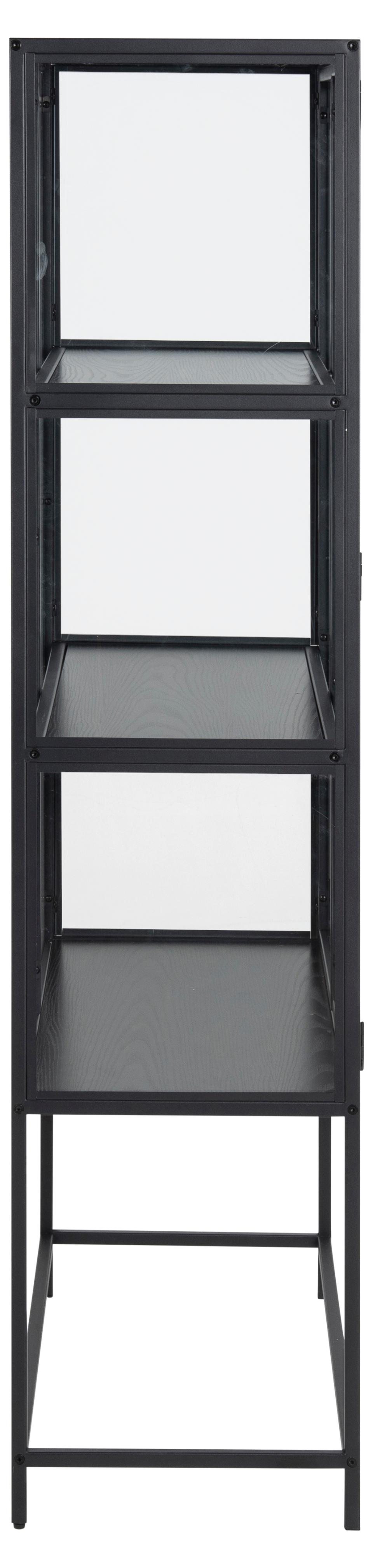 Seaford Display Cabinet With Solid Metal Frame Tall Clear Glass Door 77x35x150cm