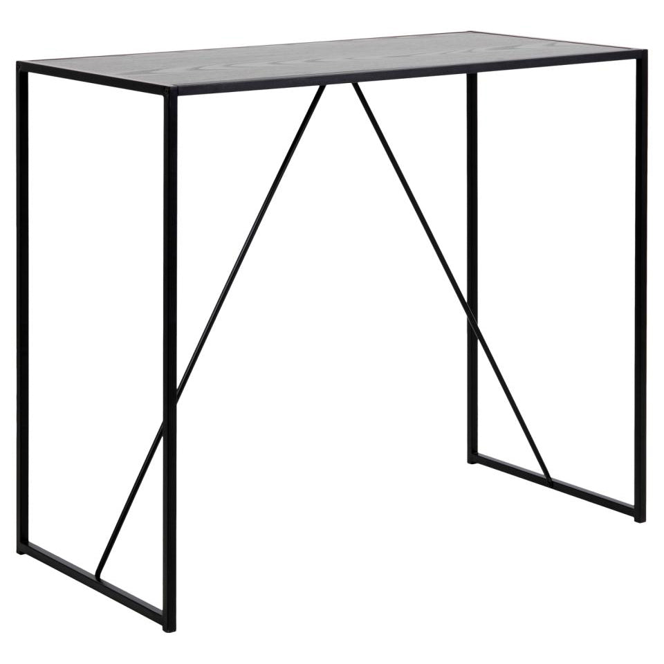 Seaford Bar Table With Black Top And Metal Base 120x60x105cm