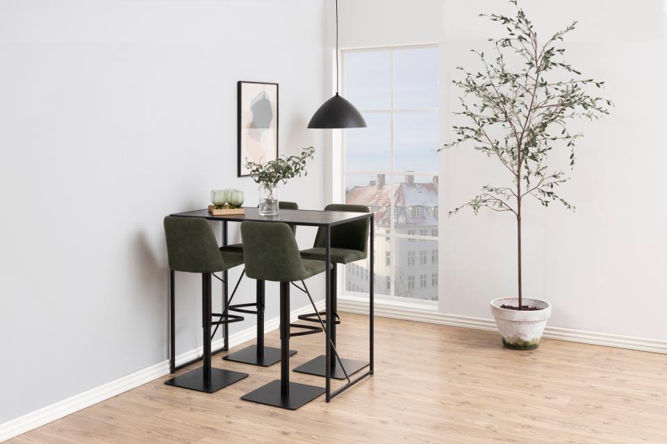Seaford Bar Table With Black Top And Metal Base 120x60x105cm