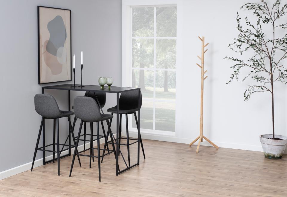 Seaford Bar Table With Black Top And Metal Base 120x60x105cm