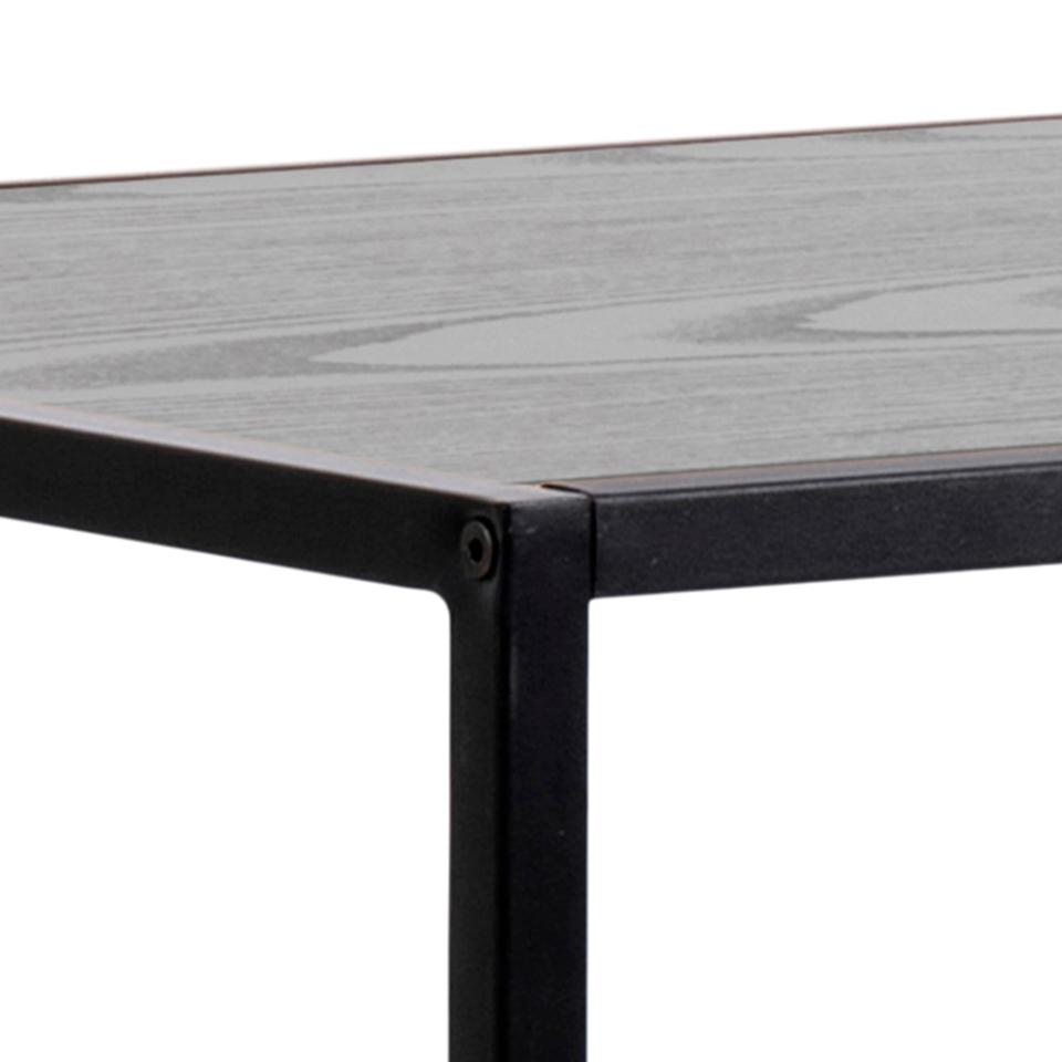 Seaford Bar Table With Black Top And Metal Base 120x60x105cm