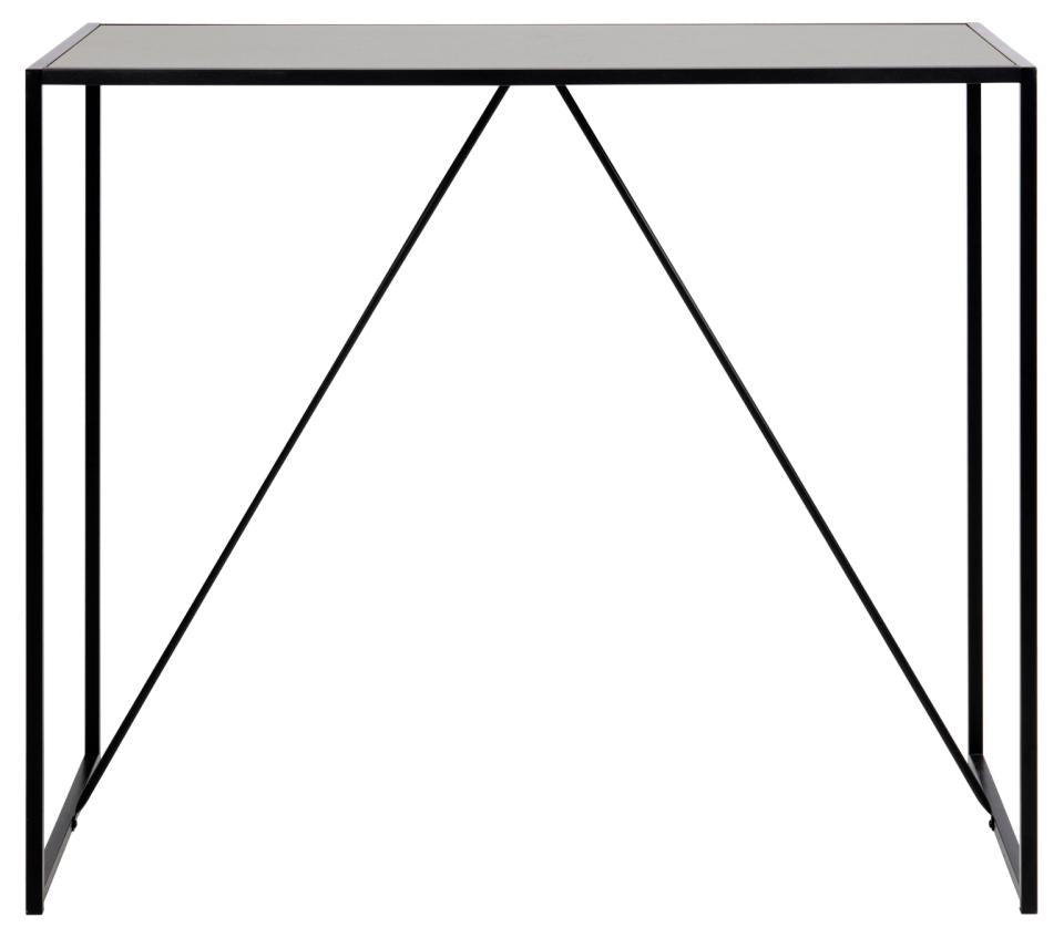 Seaford Bar Table With Black Top And Metal Base 120x60x105cm