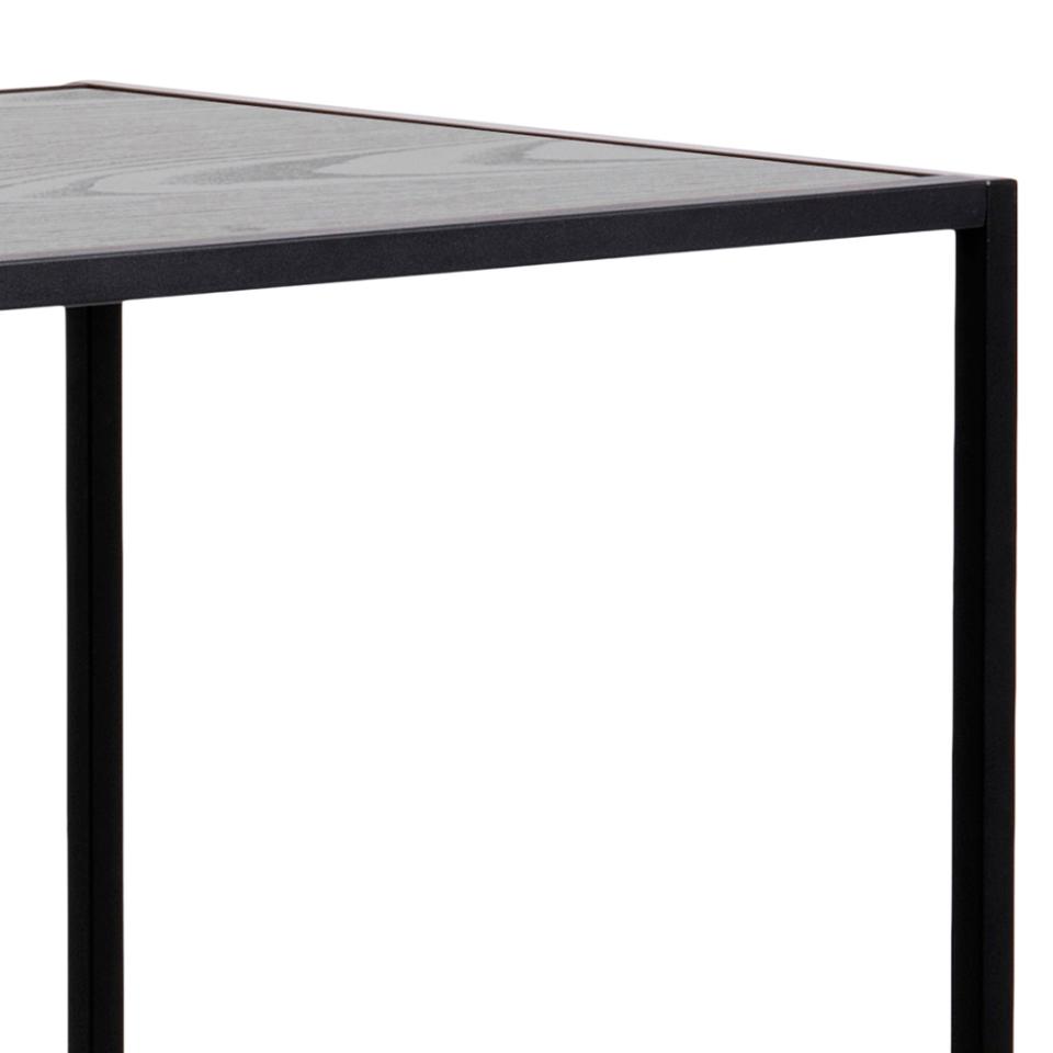 Seaford Bar Table With Black Top And Metal Base 120x60x105cm