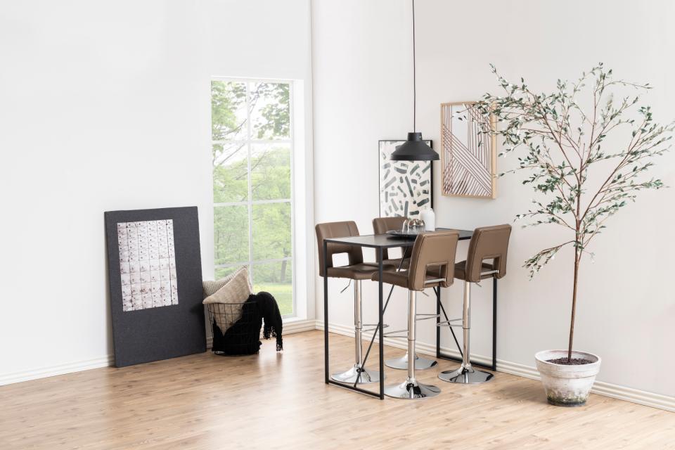 Seaford Bar Table With Black Top And Metal Base 120x60x105cm
