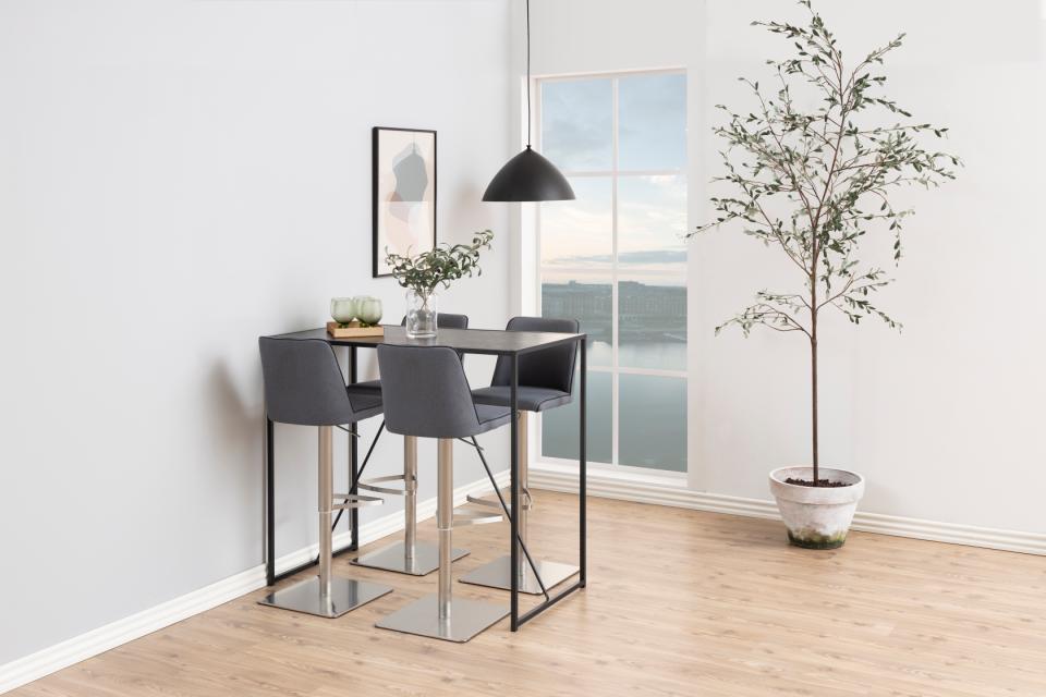 Seaford Bar Table With Black Top And Metal Base 120x60x105cm