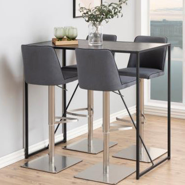 Seaford Bar Table With Black Top And Metal Base 120x60x105cm