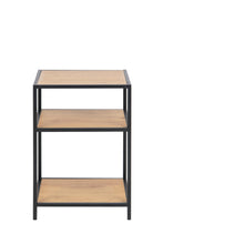 Load image into Gallery viewer, Seaford Brown Oak Bedside Table With 2 Shelves And A Steel Frame
