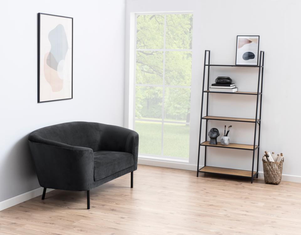 Seaford Angle Bookcase Wall Shelving Unit In Oak 77x36x175 cm