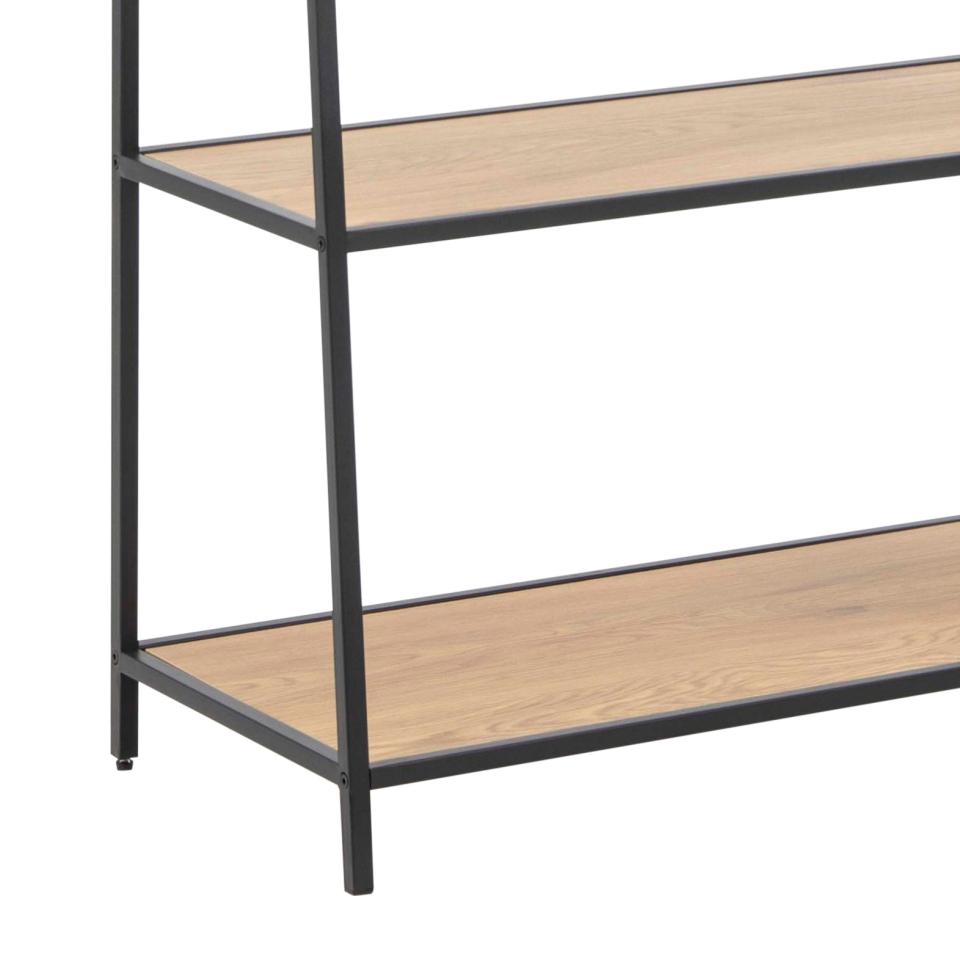 Seaford Angle Bookcase Wall Shelving Unit In Oak 77x36x175 cm