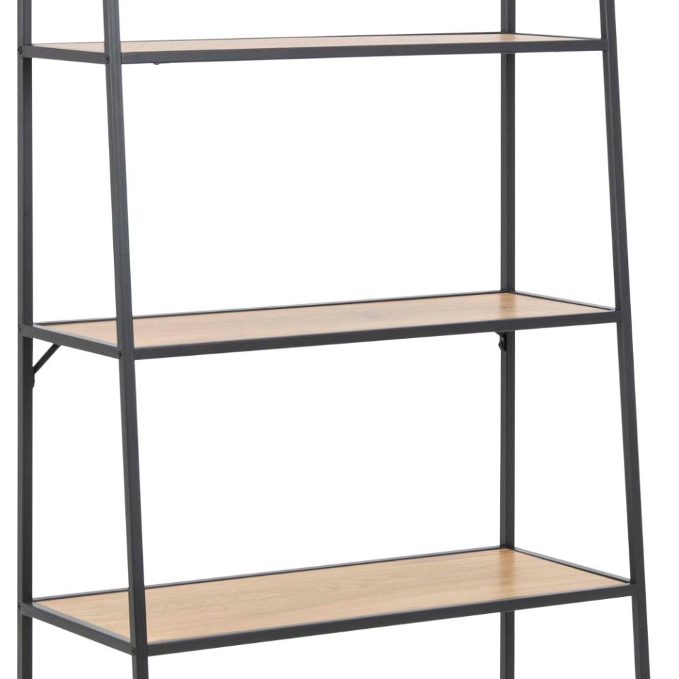 Seaford Angle Bookcase Wall Shelving Unit In Oak 77x36x175 cm