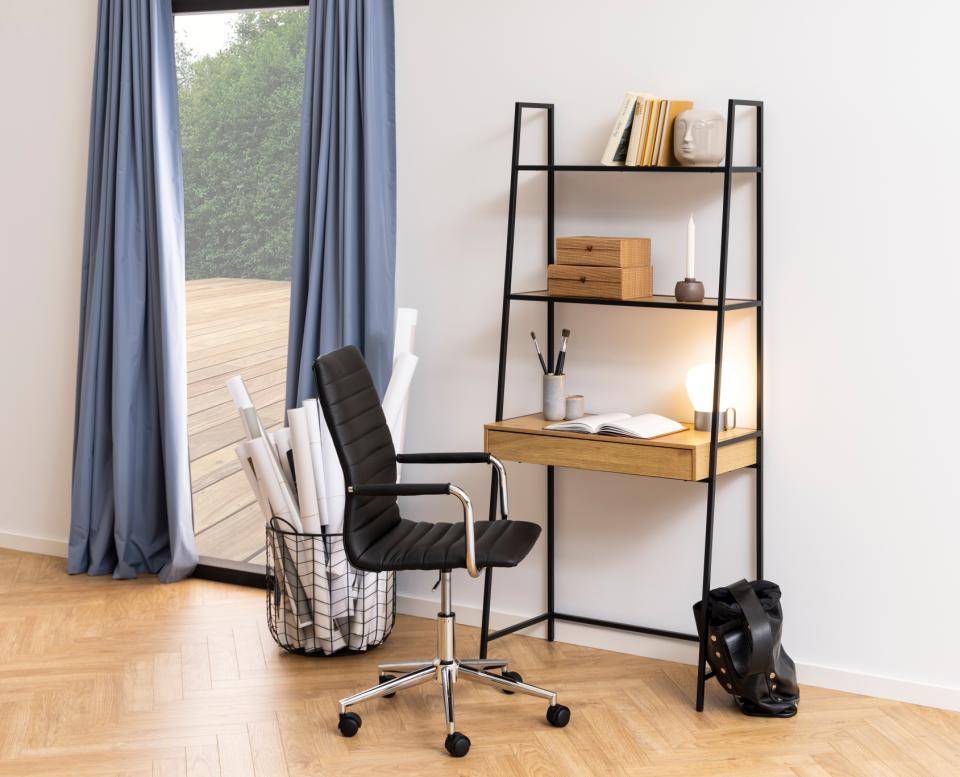 Seaford Angle Bookcase Wall Shelving Unit With Drawer In Oak 77x36x175 cm