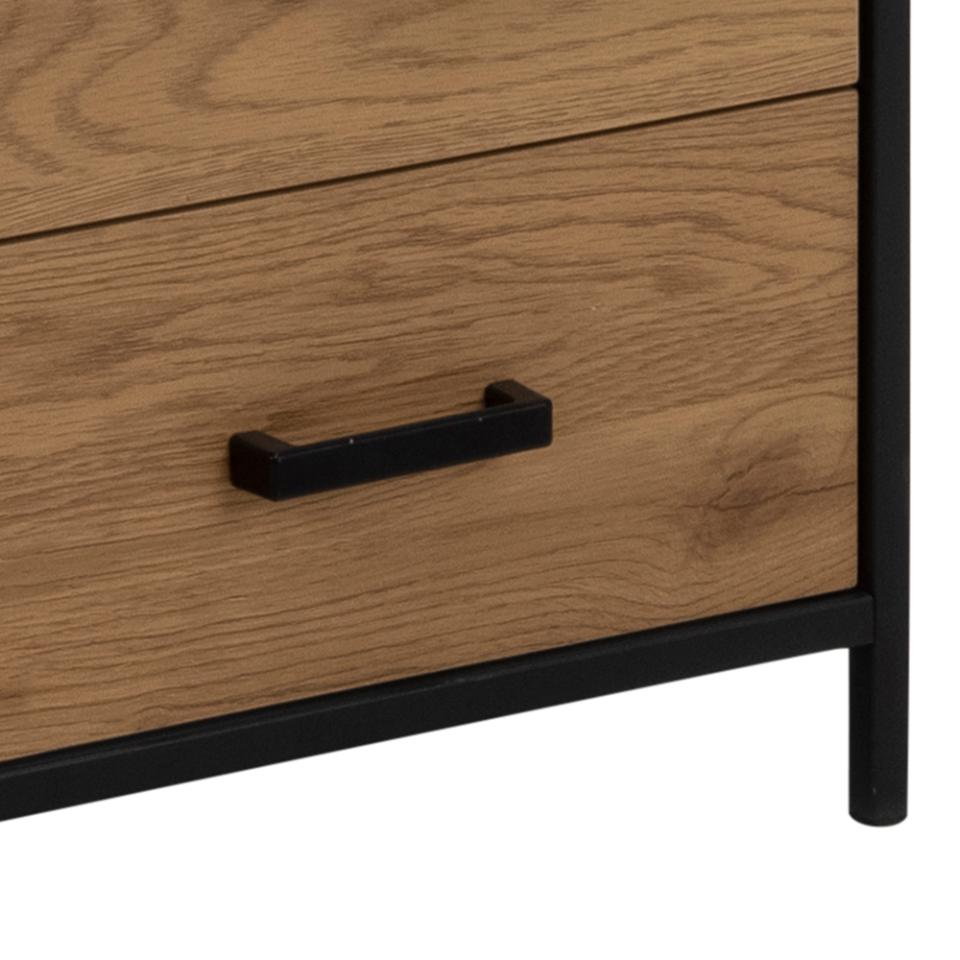 Seaford Tall Bookcase Shelving Unit With 3 Shelves 2 Drawers In Oak 42x35x185 cm