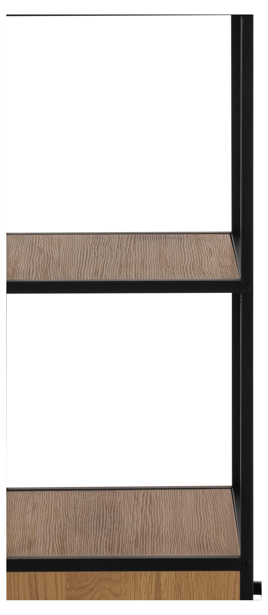 Seaford Tall Bookcase Shelving Unit With 3 Shelves 2 Drawers In Oak 42x35x185 cm