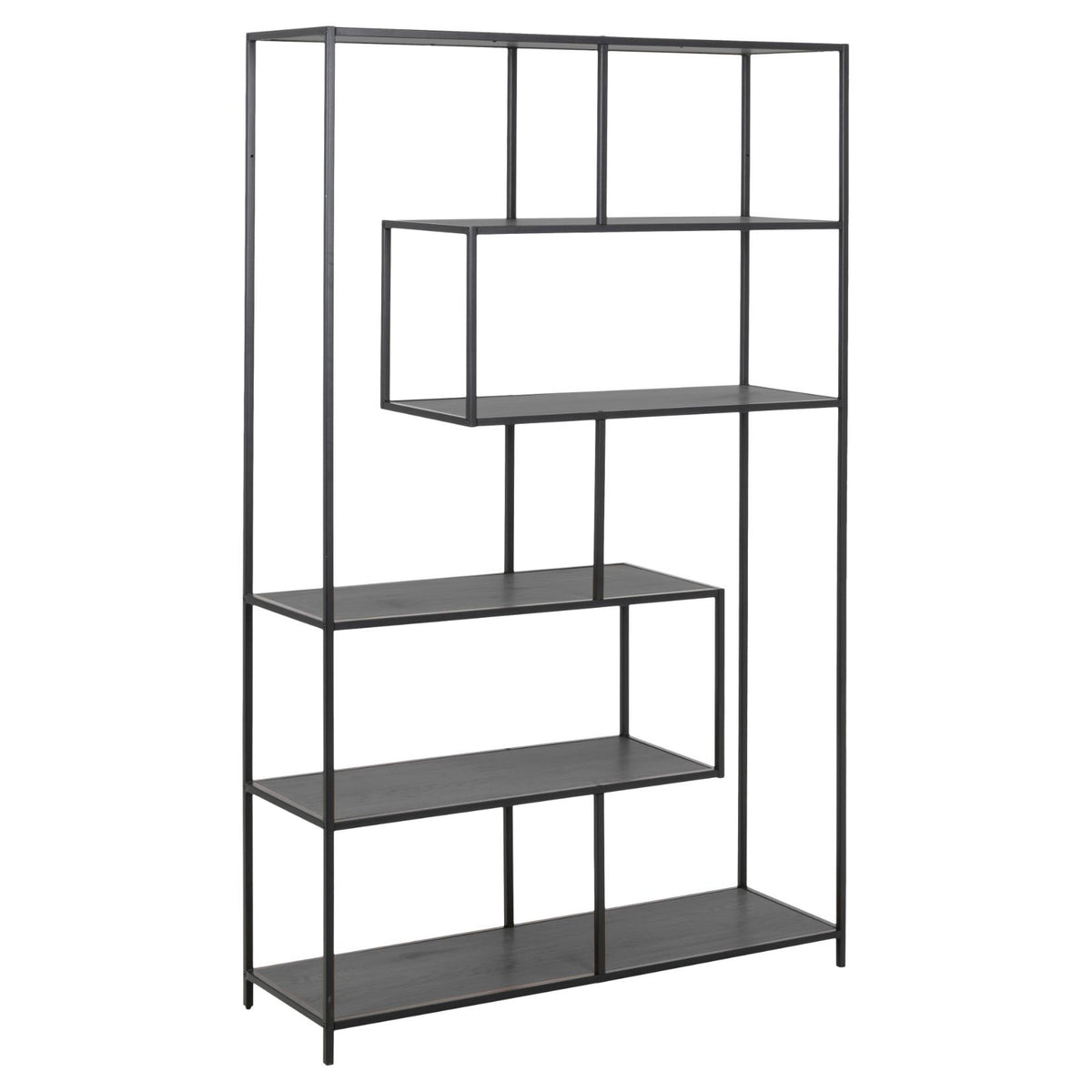 Seaford Large Bookcase Shelving Storage Unit In Black 114x35x185 cm