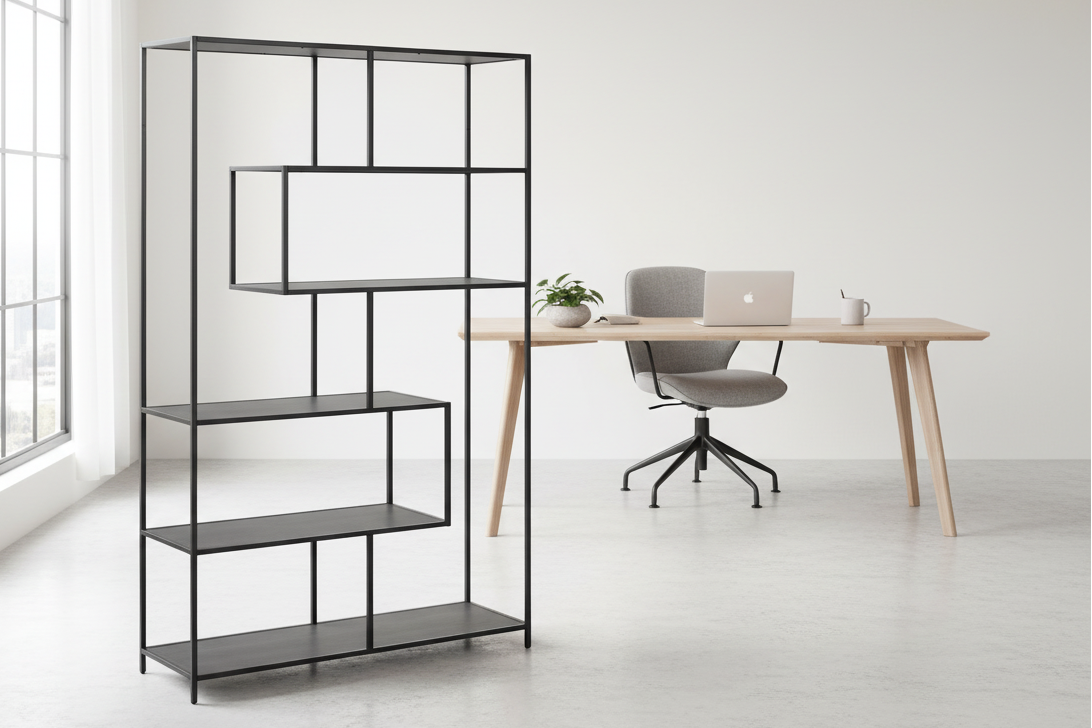 Seaford Large Bookcase Shelving Storage Unit In Black 114x35x185 cm